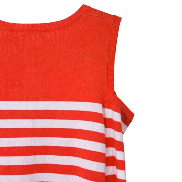Jamison Evereve NWT Blood Orange White Striped Cold Shoulder Sweater Size Large - Picture 6 of 10